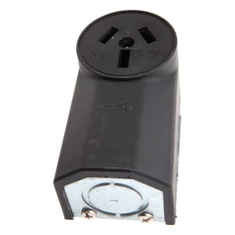Forney 58499 Electrical Receptacle, Crowfoot Type, Wall Receptacle 50-Amp, 125/250-Volt , Black