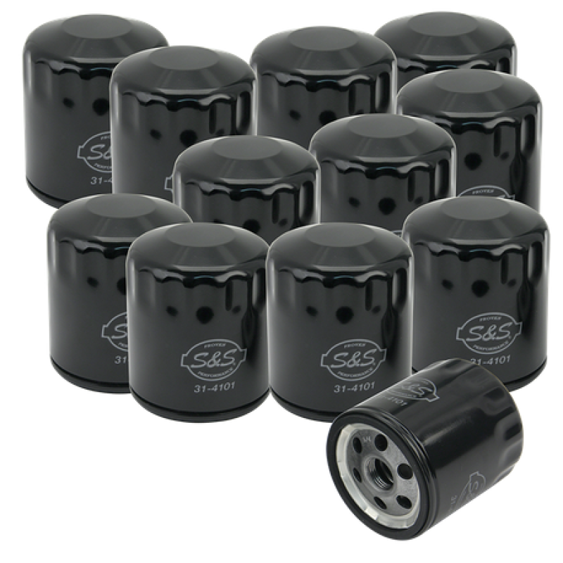 S&S Cycle 310-0239 Sportster/Evolution Models Black Oil Filters - 12 Pack