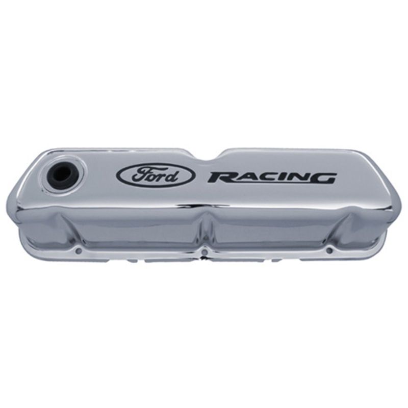 FORD FRD302-071 Chrome Steel Valve Cover Set w/Ford Racing Logo