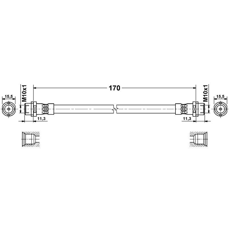 ATE 330625 ATE Original Rear Brake Hydraulic Hose for Audi 330625