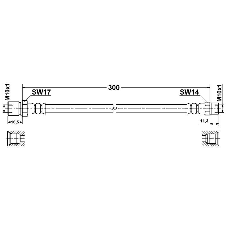 ATE 331266 ATE Original Front Brake Hydraulic Hose for Porsche 331266
