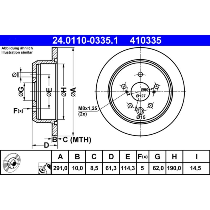 ATE 410335 ATE Original Rear Disc Brake Rotor 410335 for Lexus