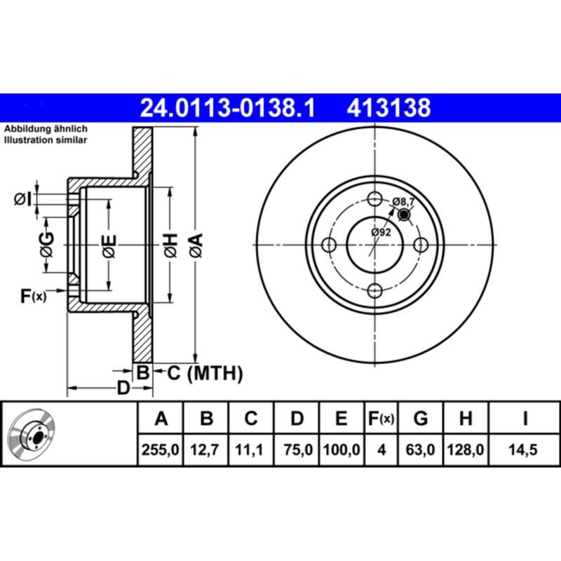 ATE 413138 ATE Original Front  Disc Brake Rotor 413138 for BMW