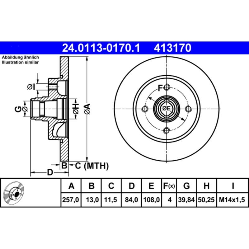 ATE 413170 ATE Original Front  Disc Brake Rotor 413170 for Porsche