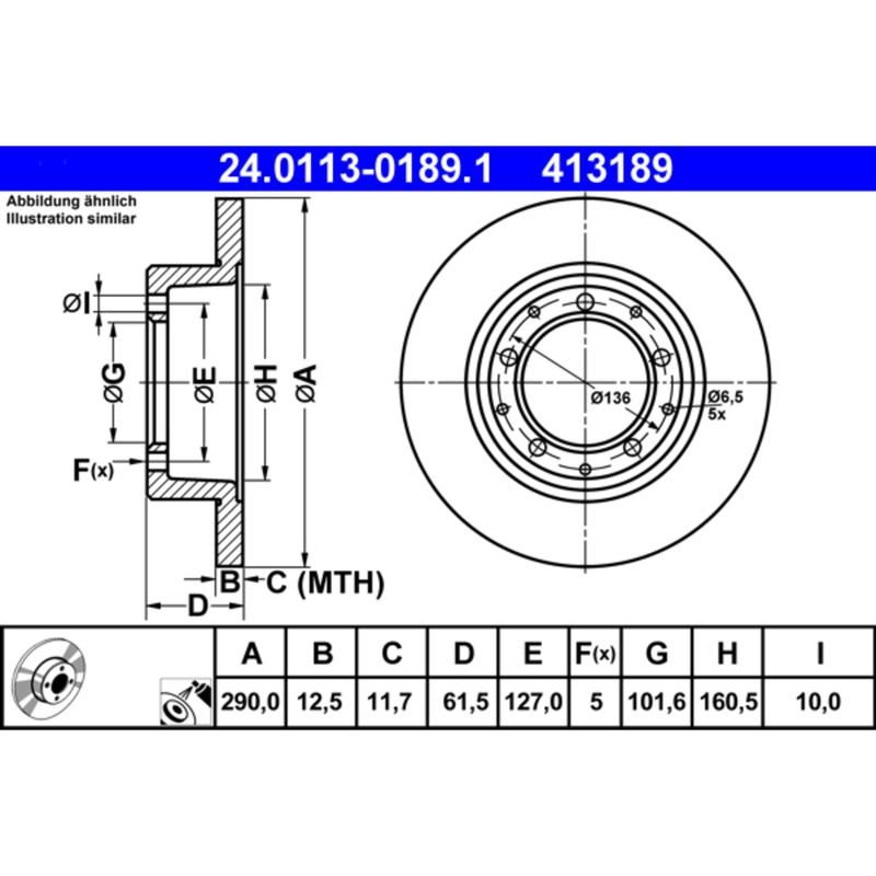 ATE 413189 ATE Original Rear Disc Brake Rotor 413189 for Land Rover