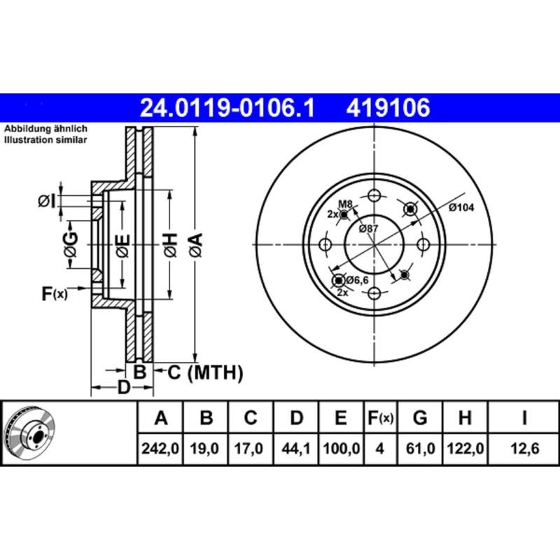 ATE 419106 ATE Original Front Disc Brake Rotor 419106 for Acura, Honda