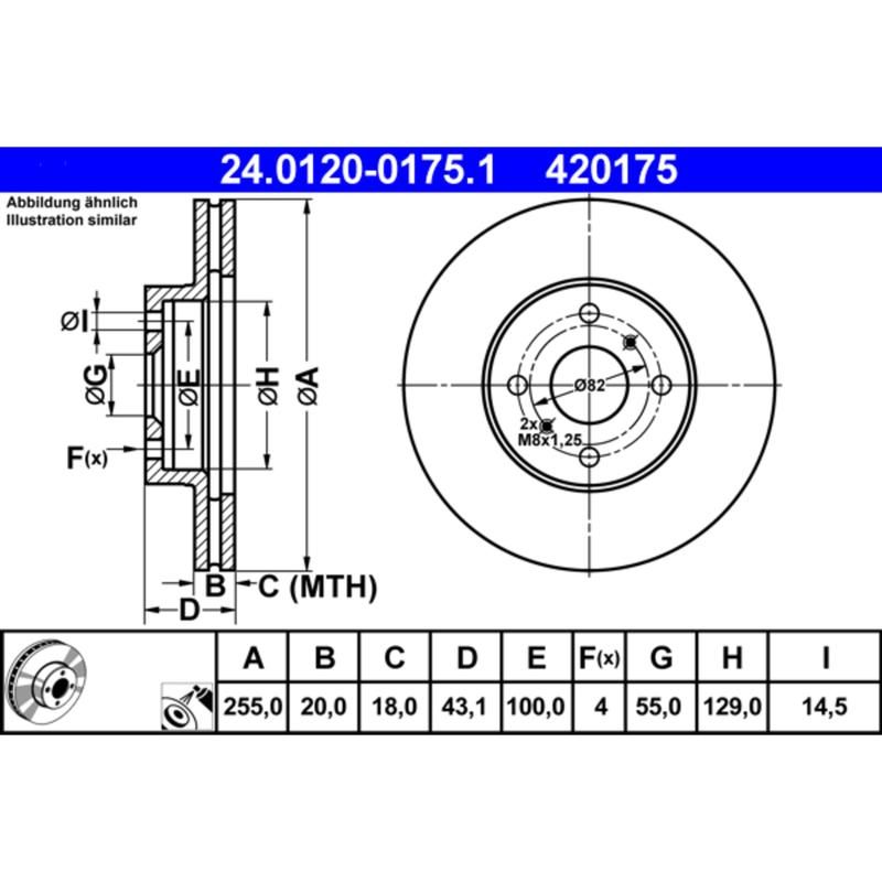 ATE 420175 ATE Original Front  Disc Brake Rotor 420175 for Toyota