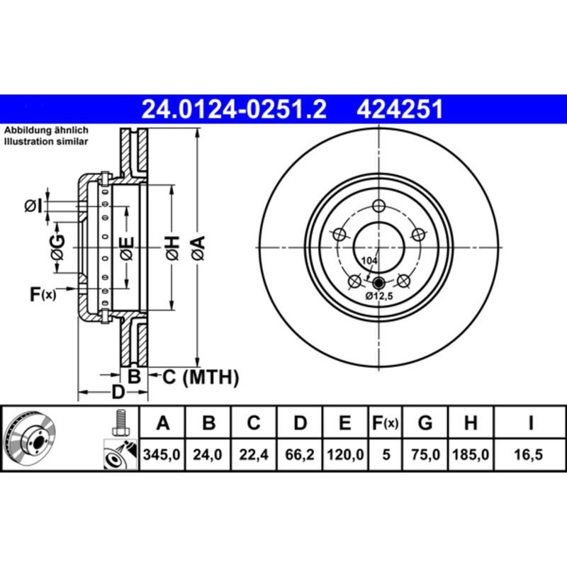ATE 424251 ATE Original Rear Disc Brake Rotor 424251 for BMW