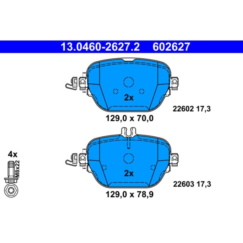 ATE 602627 ATE Original Semi-Metallic Rear Disc Brake Pad Set 602627 for Mercedes-Benz