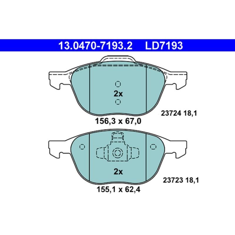 ATE LD7193 ATE Ceramic Front Disc Brake Pad Set LD7193 for Ford, Mazda, Volvo