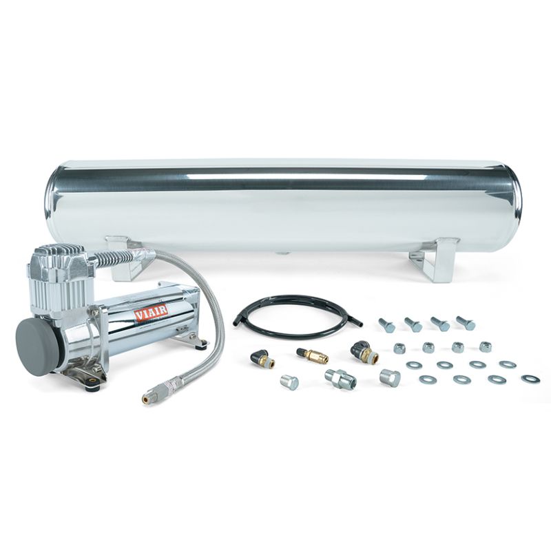 Air Lift 27802 4 Gal. Polished Tank w/ Viair 444c Chrome Compressor (Incl. Fittings & Mounting Hardware)