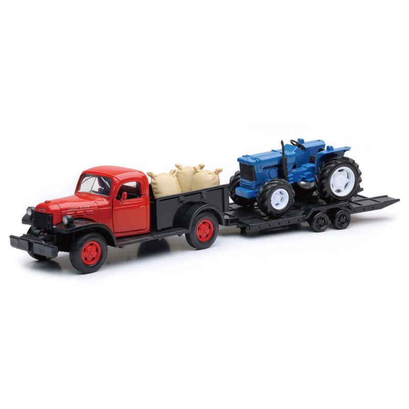 New Ray Toys SS-54296B 1946 Dodge Power Wagon with Farm Tractor/ Scale - 1:32
