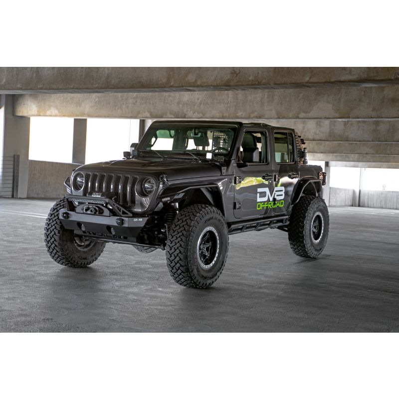 DV8 Offroad FBJL-06 07-23 Jeep Wrangler/Gladiator JT/JK/JL FS-25 Stubby Front Bumper w/Plated Bull Bar