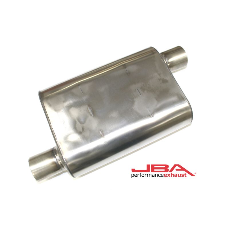 JBA Universal Chambered Style 304SS Muffler 13x9.75x4 2.5in Inlet Diameter Offset/Offset