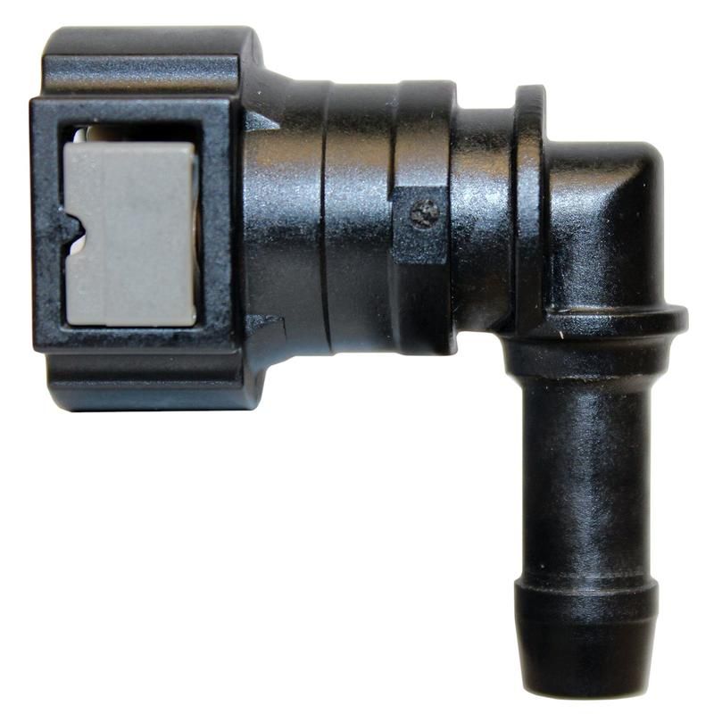 AGS FLRQ-125 Fuel Line Quick Connect - 90 Degree 3/8 Steel to 3/8 Nylon - 2 per Bag