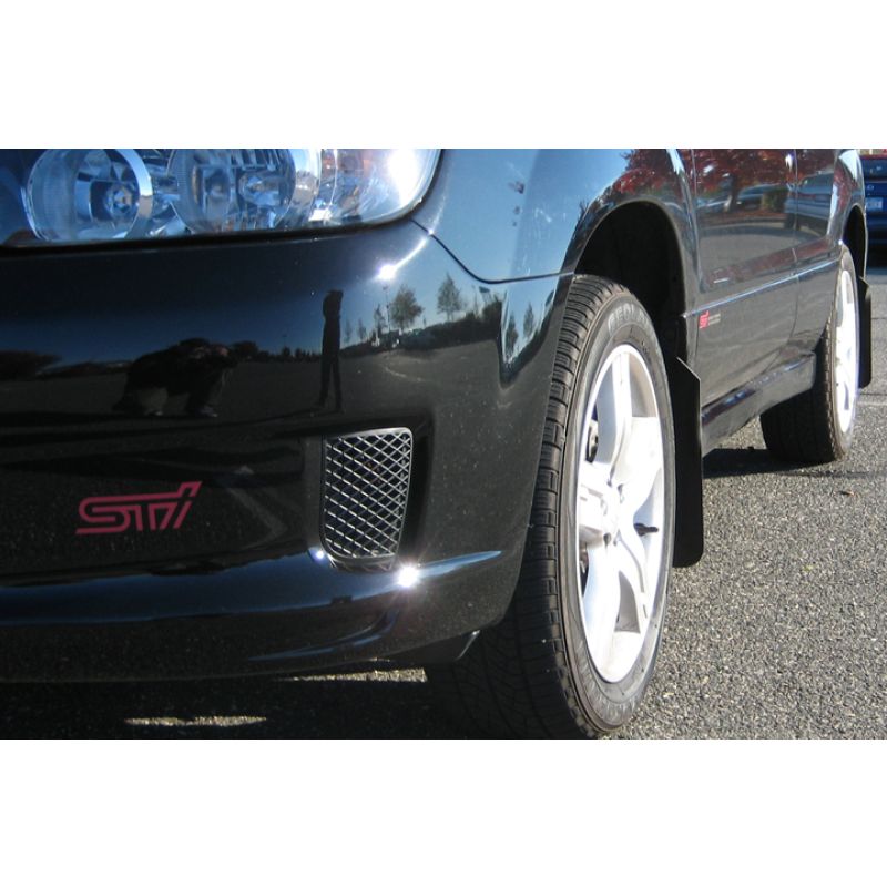 Rally Armor 2003-2008 Subaru Forester Basic Black Mud Flap w/ Black Logo