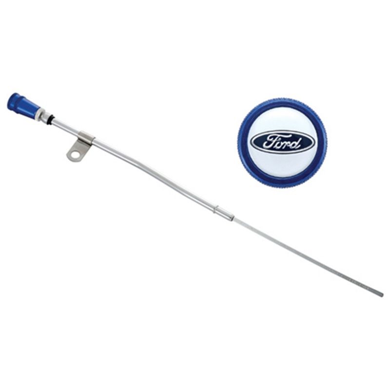 FORD FRD302-400 Engine Oil Dipstick Assy Chrome w/Blue Alm Handle