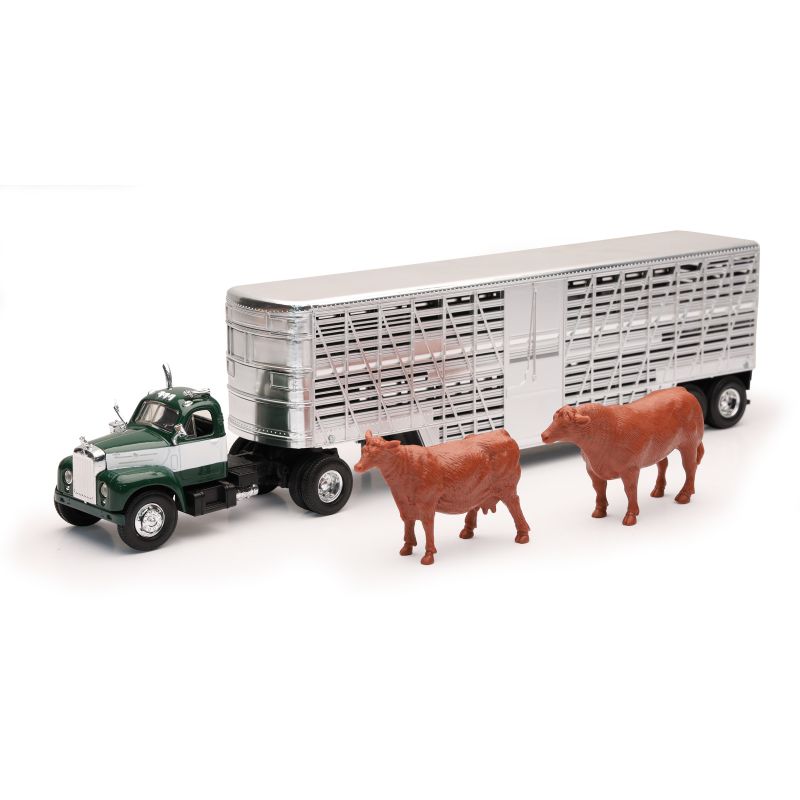 New Ray Toys SS-16116A 1953 Mack B-60 Livestock Truck with Cattle/ Scale - 1:43