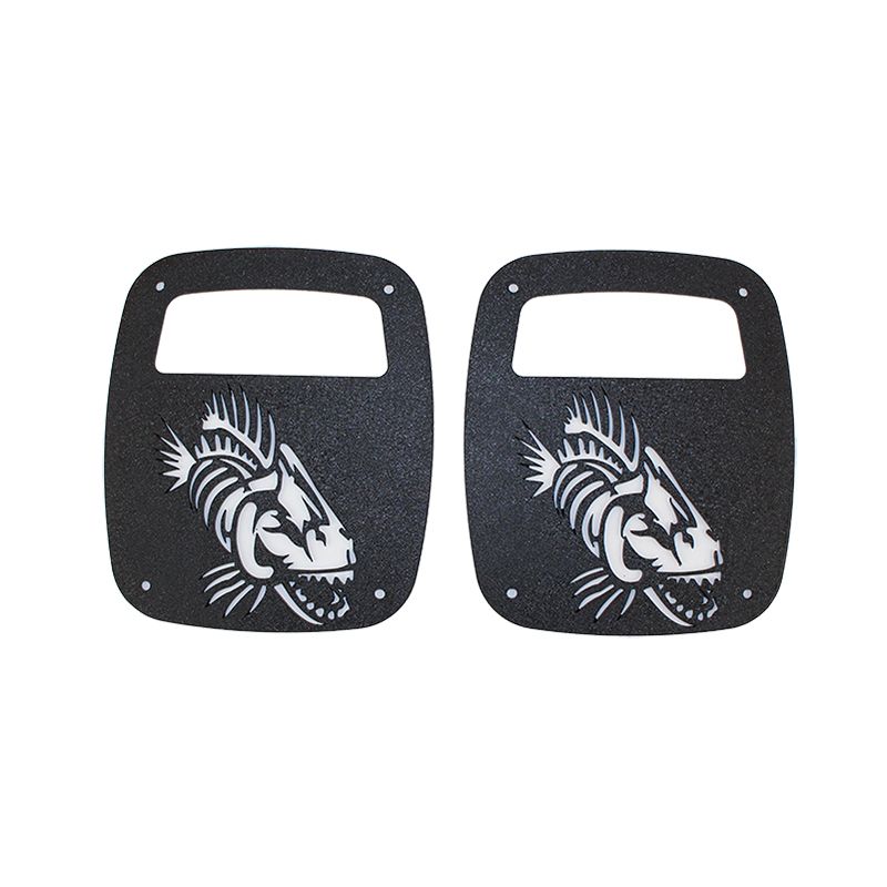 Fishbone Offroad Jeep Wrangler CJ YJ TJ Tail Light Covers - Black Textured Powdercoat