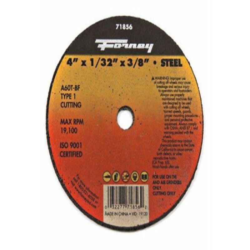 Forney 71856 Cut-Off Wheel with 3/8-Inch Arbor, Metal Type 1, A60T-BF, 4-Inch-by-1/32-Inch