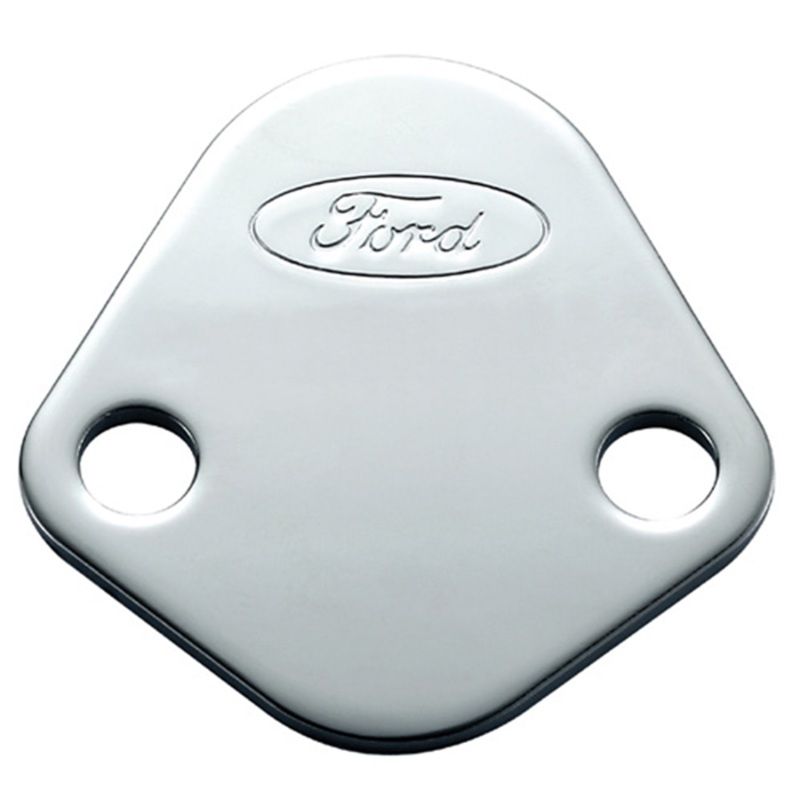 FORD FRD302-290 Fuel Pump Block-Off Plate Chrome w/Ford Logo