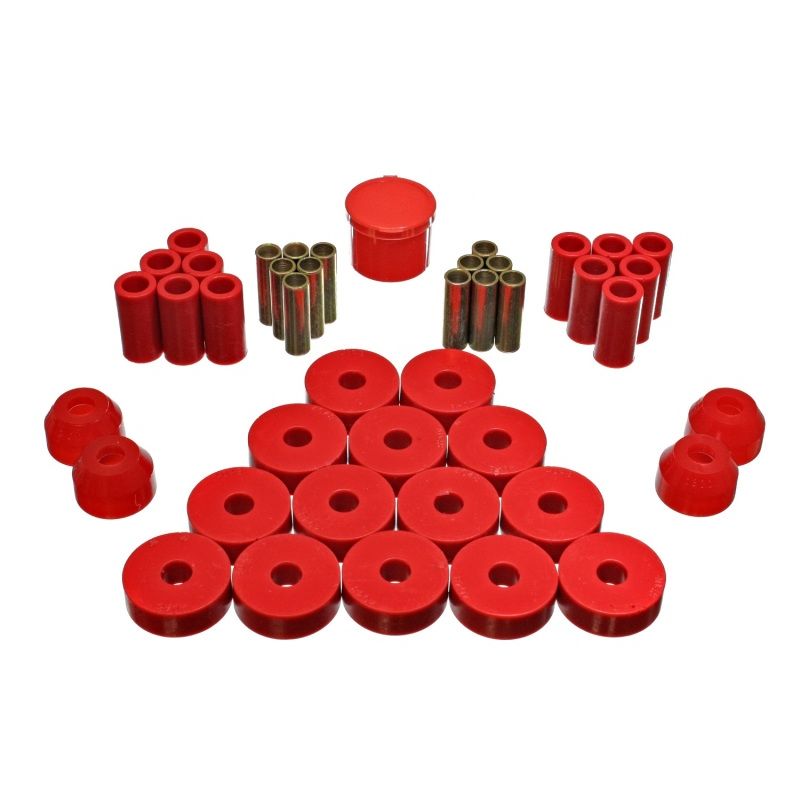Energy Suspension 2.18104R 55-75 Jeep CJ5/CJ6 Red Hyper-Flex Master Bushing Set