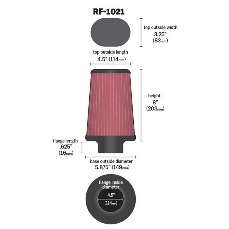 K&N RF-1021 Universal Clamp-On Air Filter