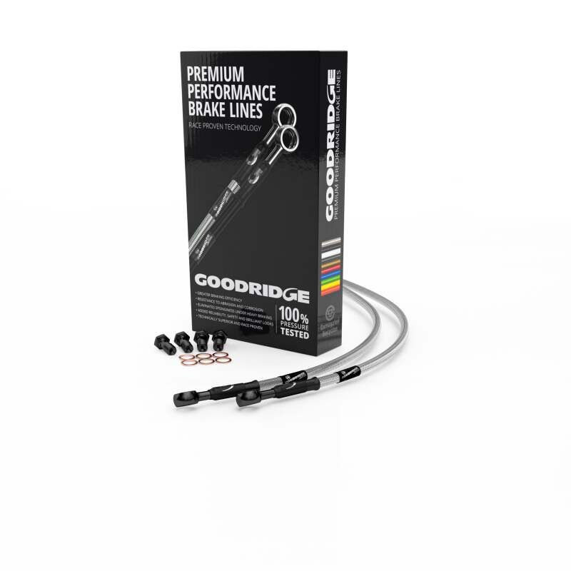 Goodridge KW0510-1FCBK 94-01 Kawasaki GPZ500S D1-E8 Clear Front SS Brake Lines w/Black Fittings