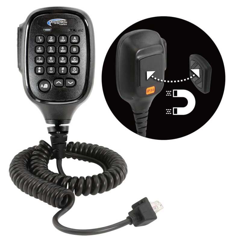 Rugged Radios HM-RDM-MM Hand Mic for RDM-DB Mobile Radios with Scosche Surface Magnetic Mount
