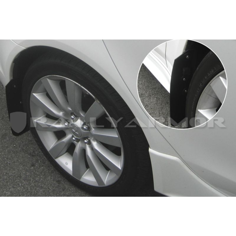 Rally Armor 2007+ Mitsubishi Lancer (doesn't fit Sportback) Basic Black Mud Flap w/ Black Logo
