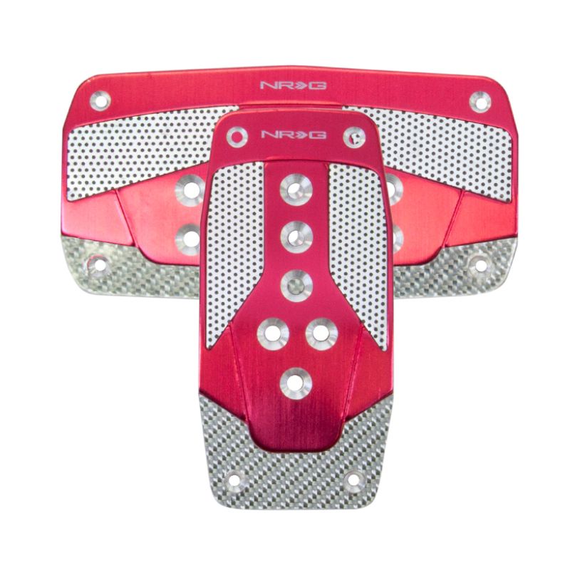 NRG PDL-450RD Aluminum Sport Pedal A/T - Red w/Silver Carbon