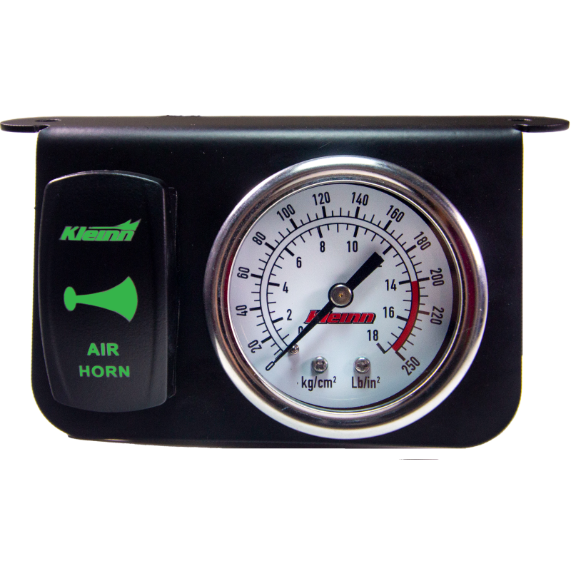 Kleinn Air Horns 1303G Kleinn Panel Mounted 160 PSI Gauge w/ an Illuminated GREEN Momentary Rocker Switch
