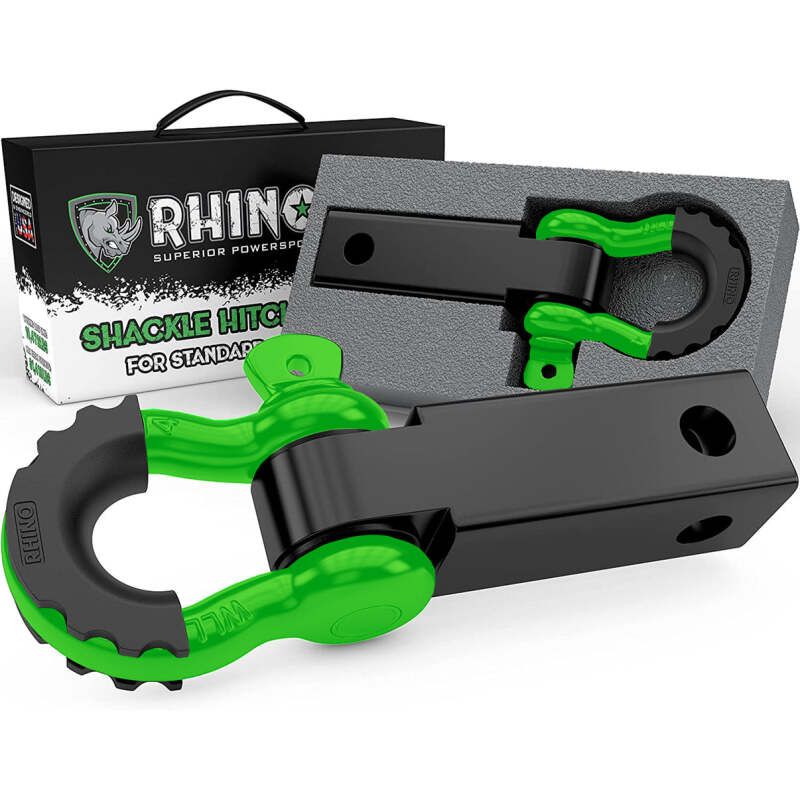 Rhino USA RG-HTHITCH2-GRN Shackle Hitch Receiver W/ D-Ring (Green)