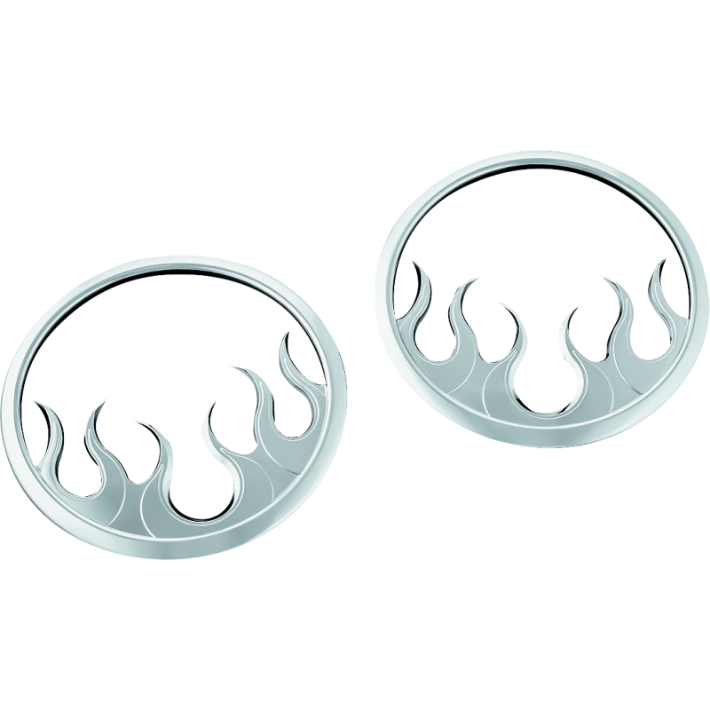 Kuryakyn 7374 Flame Speaker Grills For 14-Up Touring Models Chrome