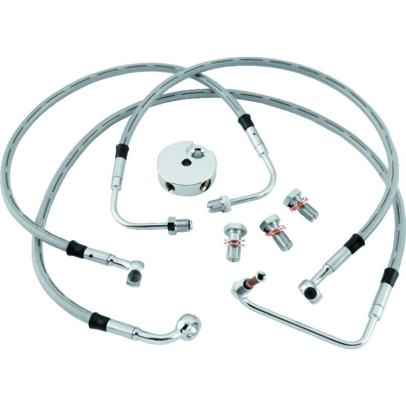 TwinPower 035904 Twin Power L86-11 FLST Models Exc 09-12 FLSTC 10-11 FLSTB SS Dot Brake Line Kit Front +6 In Length