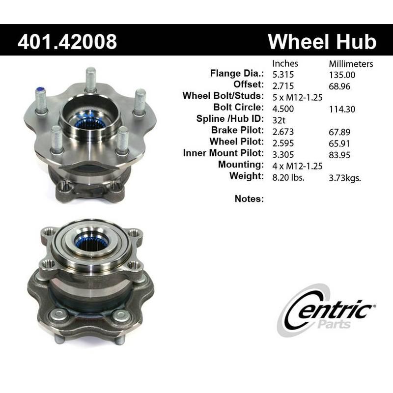 CENTRIC PARTS 401.42008 Centric Premium Hub and Bearing Assembly