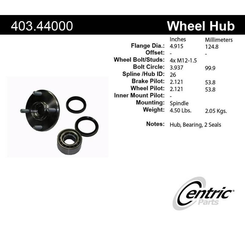 CENTRIC PARTS 403.44000 Centric Premium Hub and Bearing Hub Assembly Repair Kit