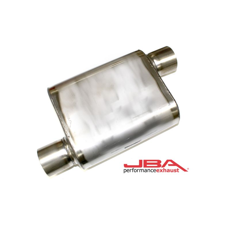 JBA Universal Chambered Style 304SS Muffler 11x9.75x4 3in Inlet Diameter Offset/Offset
