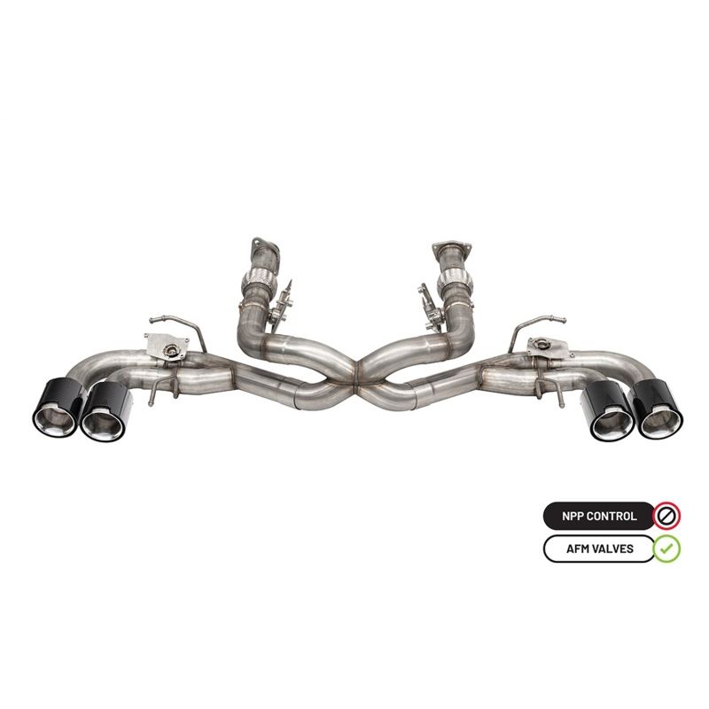 CORSA Performance 21106CF Corsa 2020-2024 Chevrolet Corvette C8 RWD 3in Delete 4 Valve Cat-Back w/NPP w/4.5in CF PolishedTips