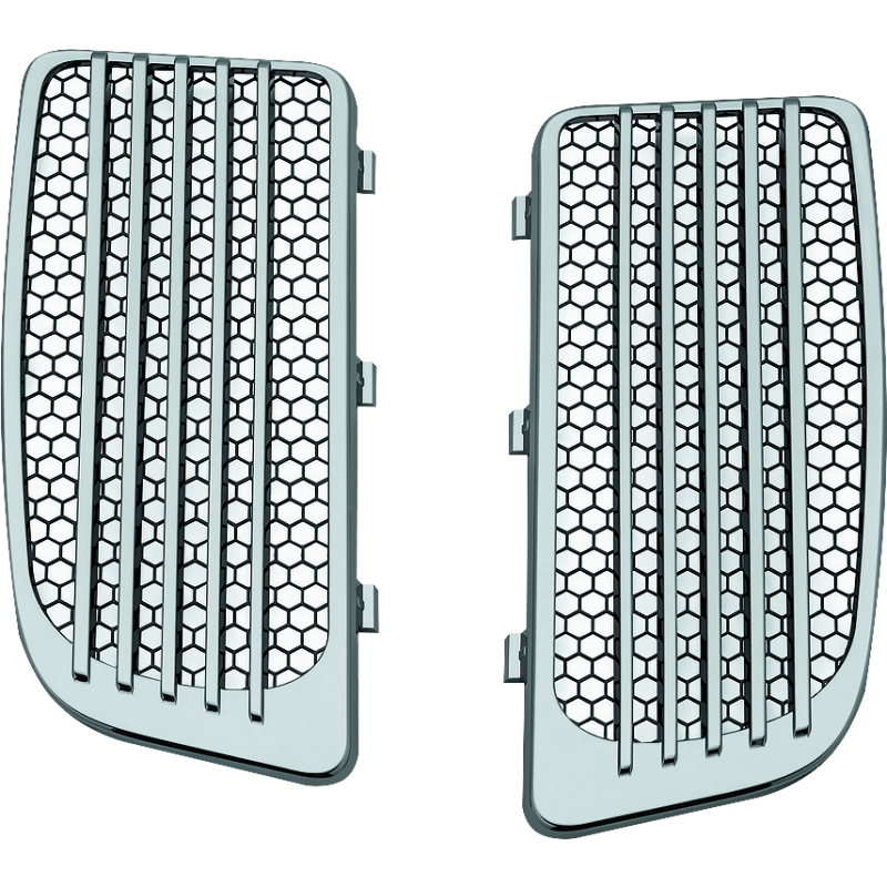 Kuryakyn 7681 Radiator Grills For Twin Cooled Models Chrome & Black (Pair)