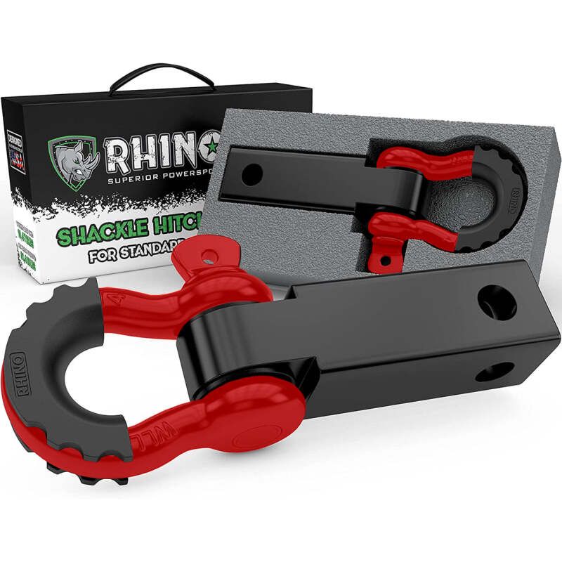 Rhino USA RG-HTHITCH2-RED Shackle Hitch Receiver W/ D-Ring (Red)