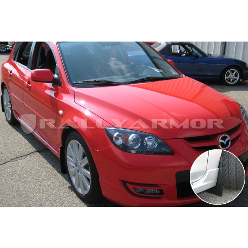 Rally Armor 2004-2009 Mazda3/Speed 3 Basic Black Mud Flap w/ Black Logo
