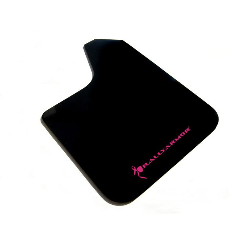 Rally Armor Universal fitment (no hardware) Basic Black Mud Flap w/ Pink Logo