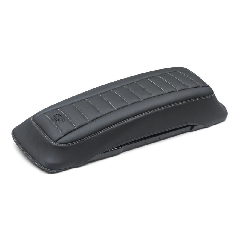 Mustang Motorcycle 77637GM Mustang 97-13 HD FL Touring Saddlebag Tour-Pak Lid Covers (Pair) Deluxe - Black w/ Grey Stitching