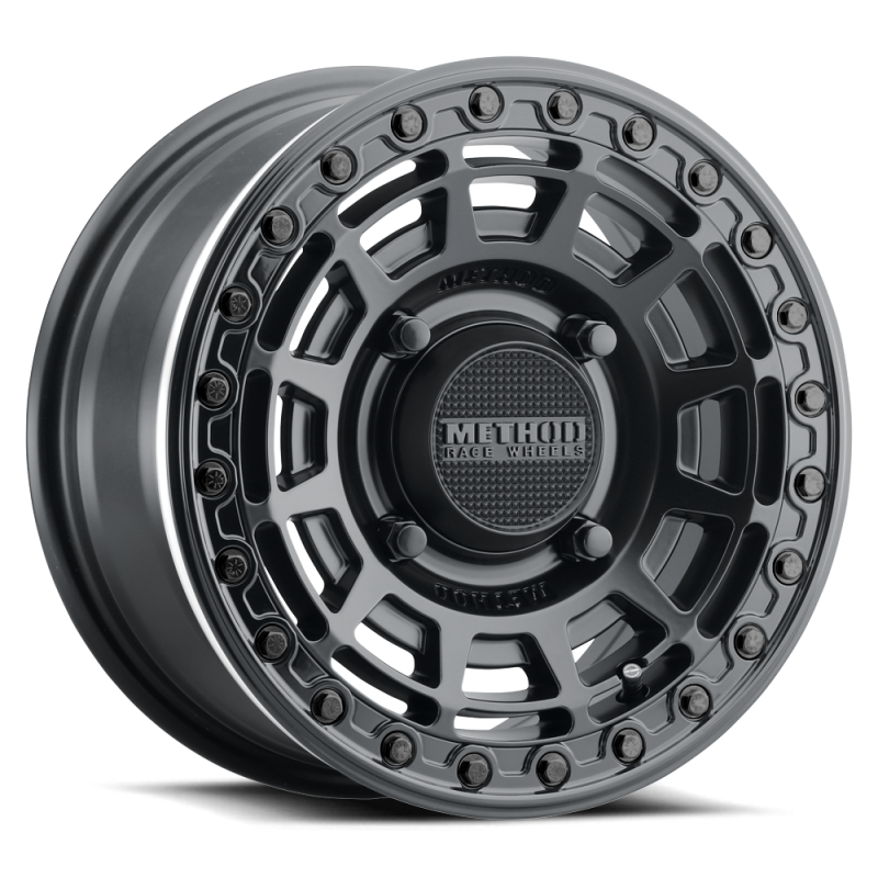 Method Wheels MR415570121052B Method MR415 Beadlock 15x7 / 5+2/38mm Offset / 5x4.5 / 76mm CB Matte Black Wheel - Gloss Black Ring
