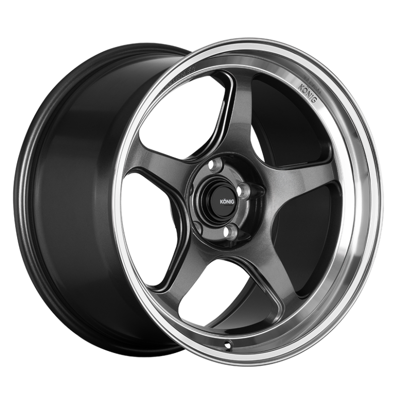 Konig HP85100356 Hyperspec 15x8 4x100 ET35 Anthracite Metallic Wheel w/ Mirror Machined Lip (Knurled Bead)