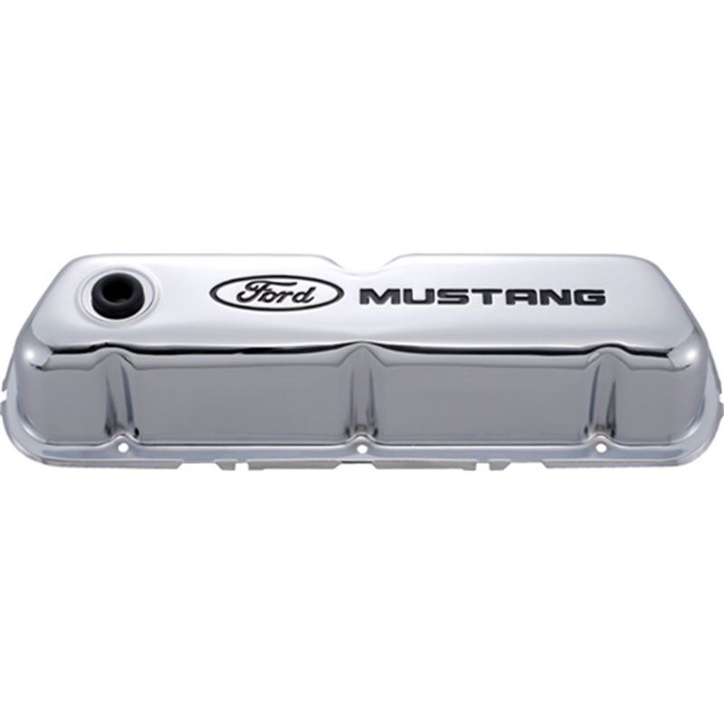 FORD FRD302-100 Chrome Steel Valve Cover Set w/Mustang Logo