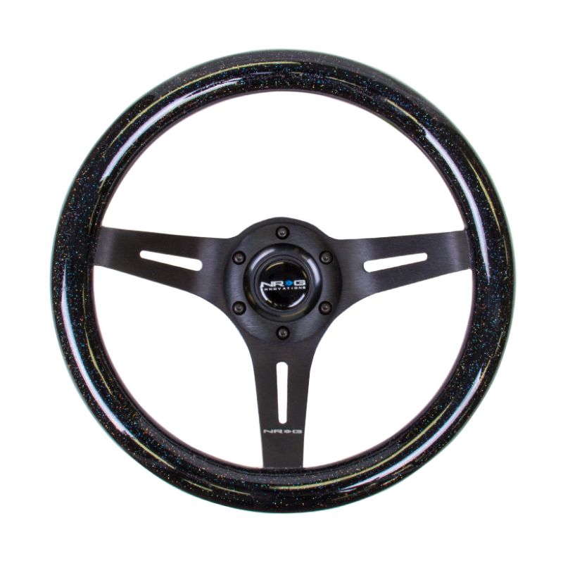 NRG ST-310BSB-BK Classic Wood Grain Steering Wheel (310mm) Black Sparkle w/Blk 3-Spoke Center
