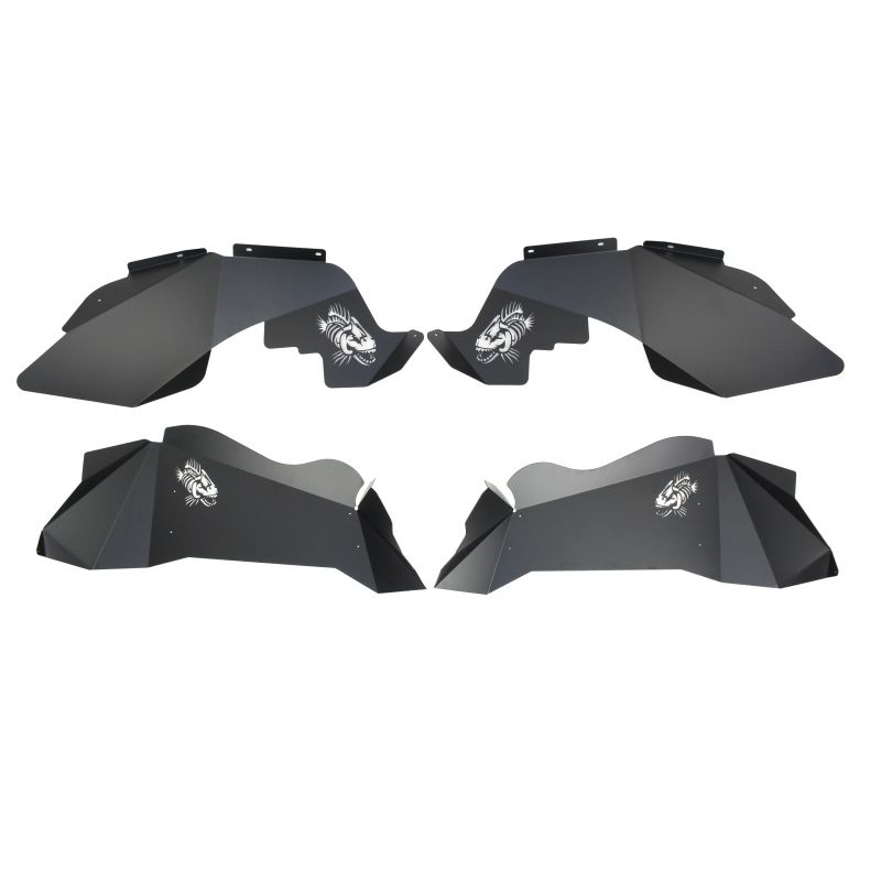 Fishbone Offroad 07-18 Jeep Wrangler JK Logo Aluminum Inner Fenders - Black Powdercoat