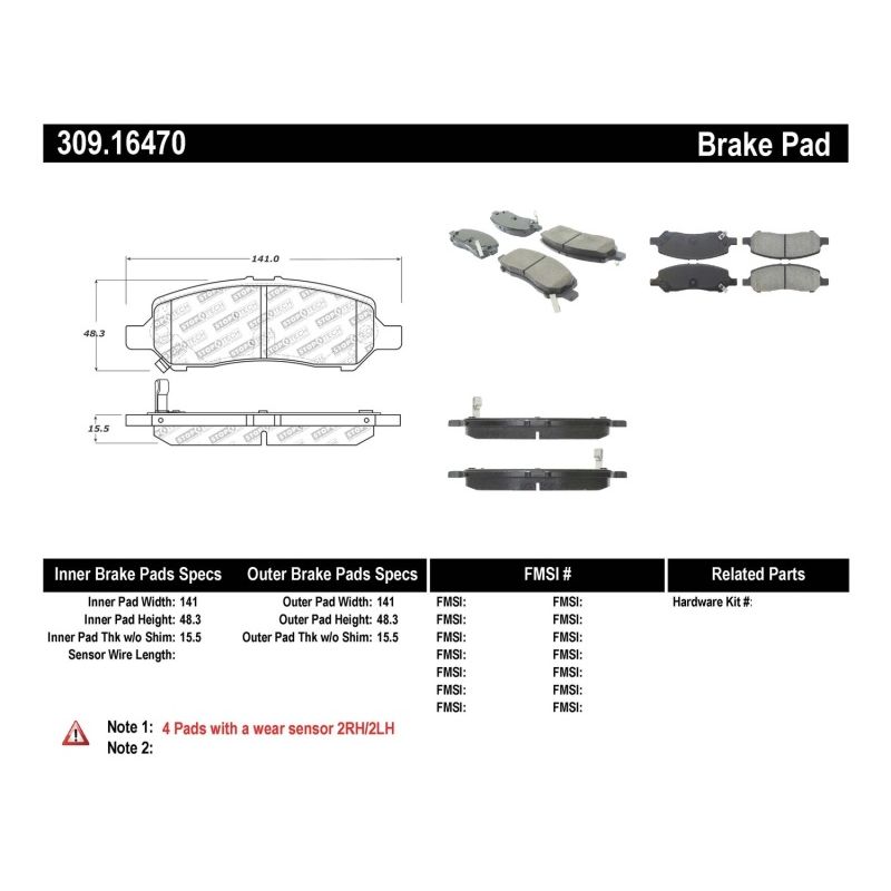 StopTech Performance Rear Brake Pads 13-14 Dodge Dart/Jeep Cherokee